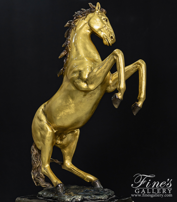 Bronze Statues  - 24kt Gold Gilt Bronze Horse - BS-1448